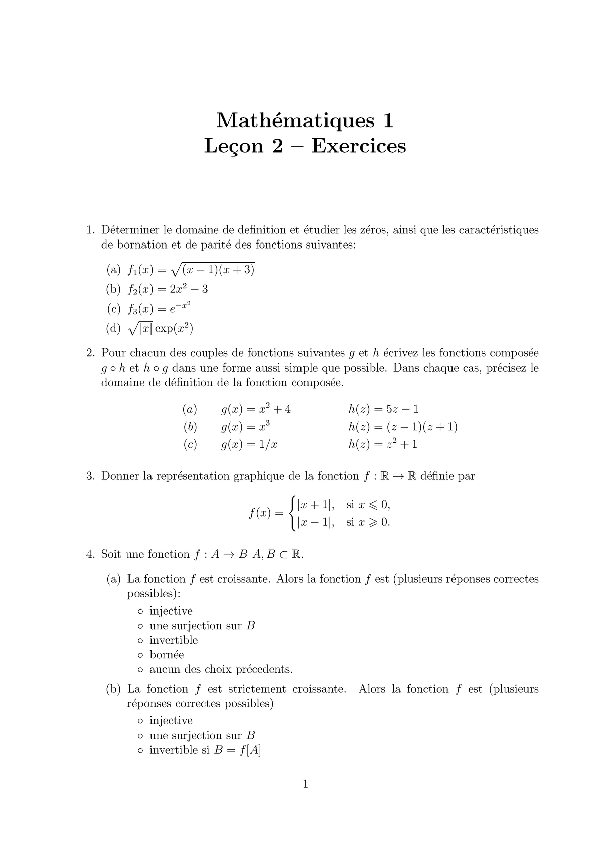 Ex. Leçon 2 - Exercices De Mathematiques L Du Bachelor En Sciences ...