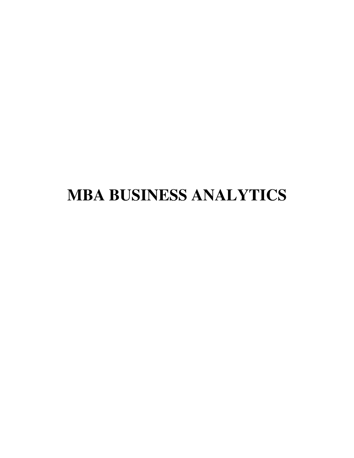 MBA Business Analytics IBM - MBA BUSINESS ANALYTICS MBA BUSINESS ...