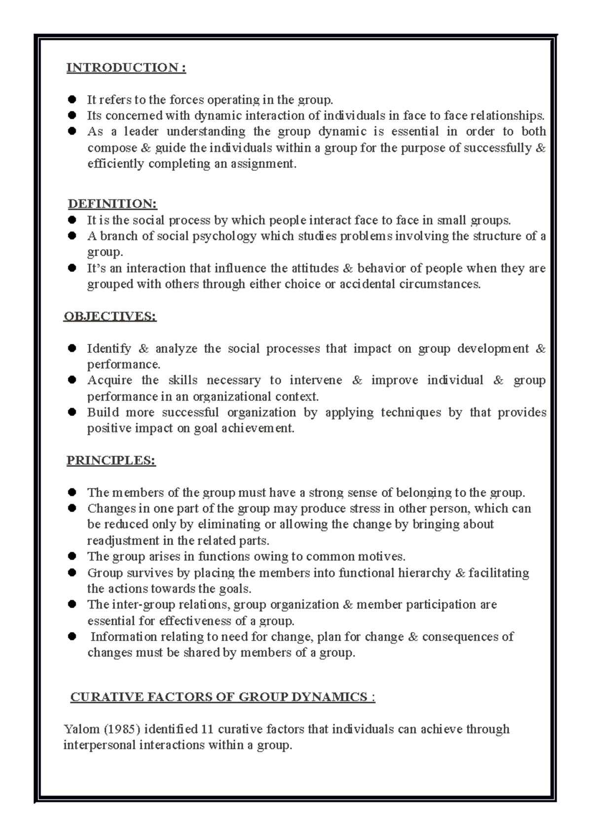 Group dynamics - INTRODUCTION : It refers to the forces operating in ...