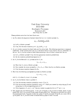 Homework 4.. solutions - Utah State University ECE 6010 Stochastic ...