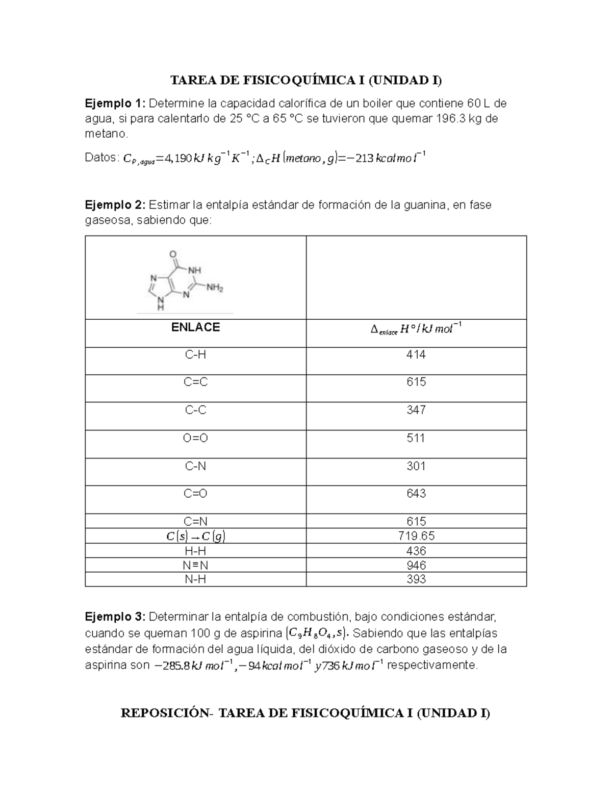 Tarea DE Fisicoquímica I - TAREA DE FISICOQUÍMICA I (UNIDAD I) Ejemplo ...