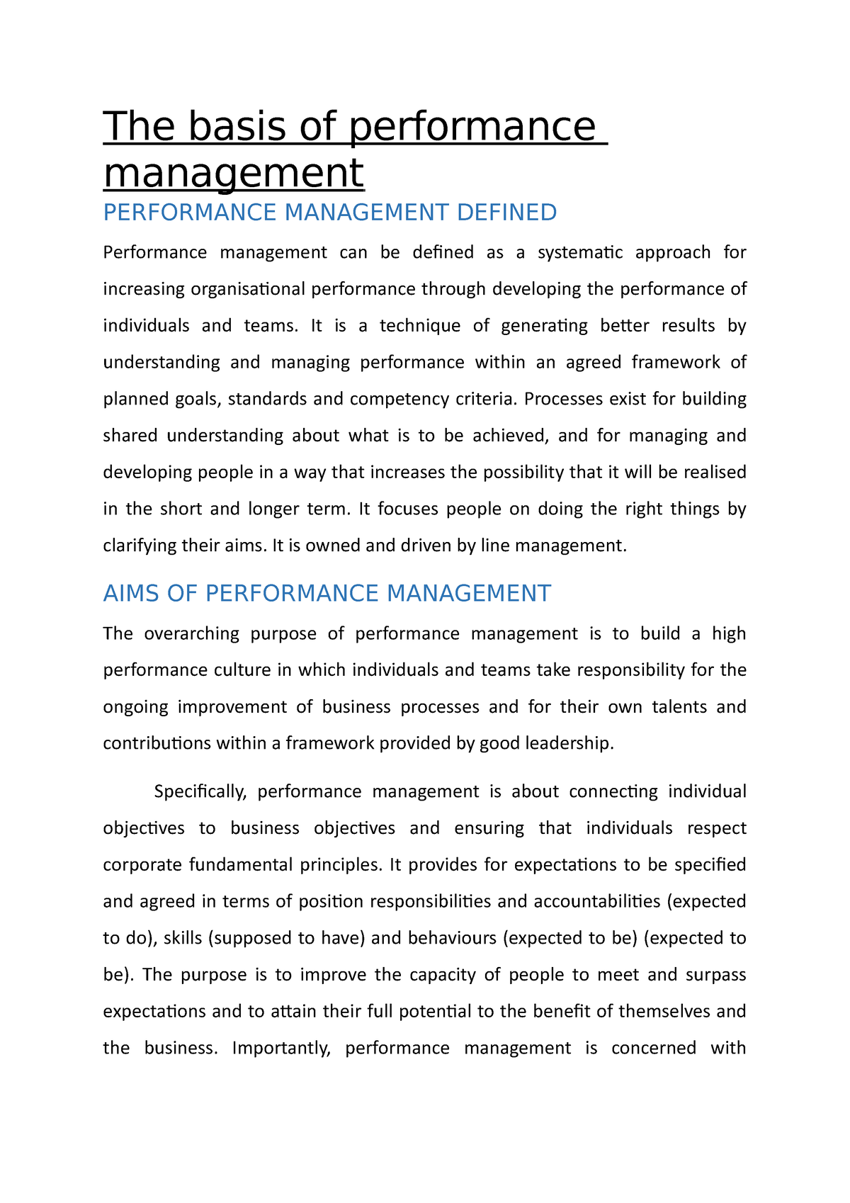 The Basis Of Performance Management - The Basis Of Performance ...