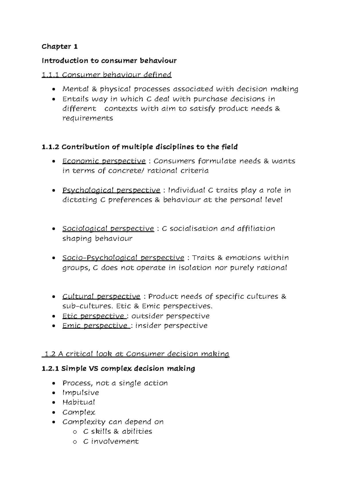 Bem 212 Chapter 1 Notes Summary Consumer Behaviour South African Bem 212 Chapter 1 Notes Summary Consumer Behaviour South African