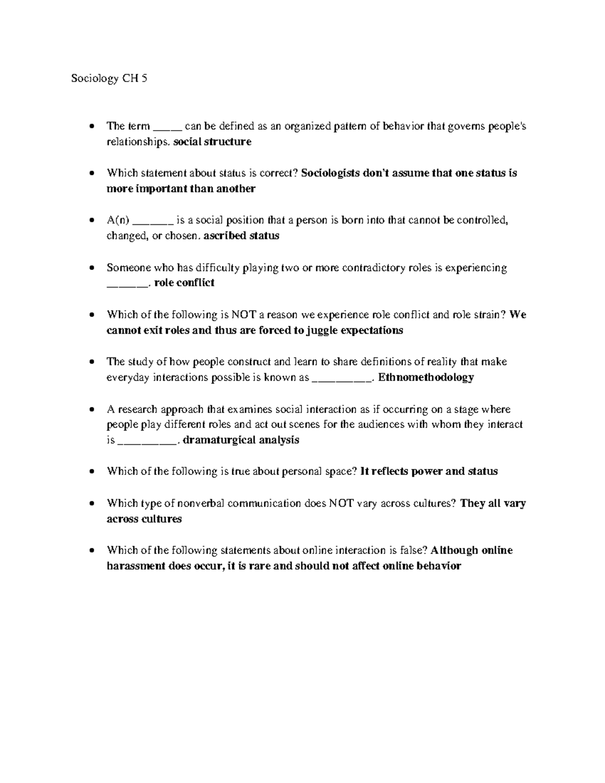 Sociology ch 5-6 - study material ch 5-6 - Sociology CH 5 - The term ...