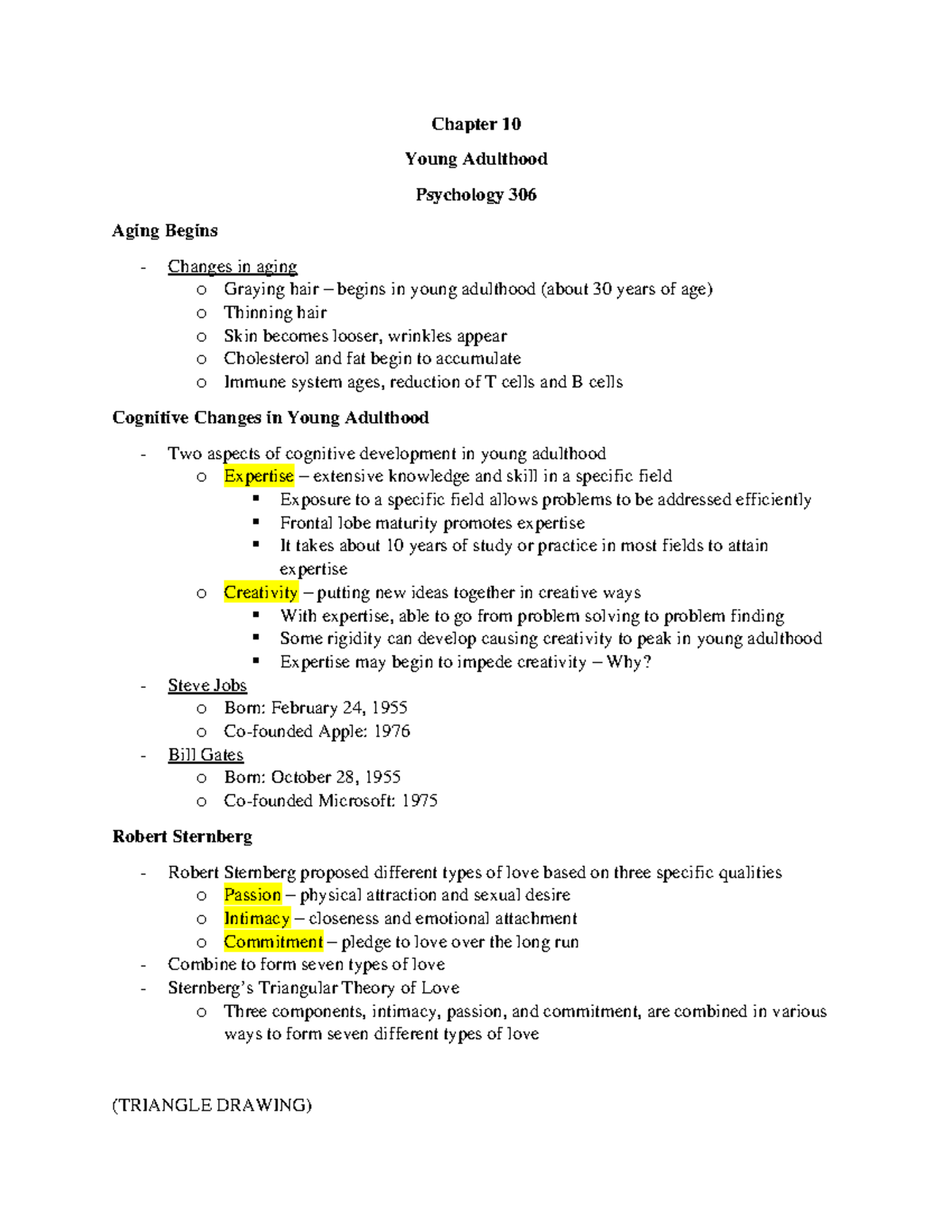 Psyc 306 Chapter 10 Notes - Chapter 10 Young Adulthood Psychology 306 ...