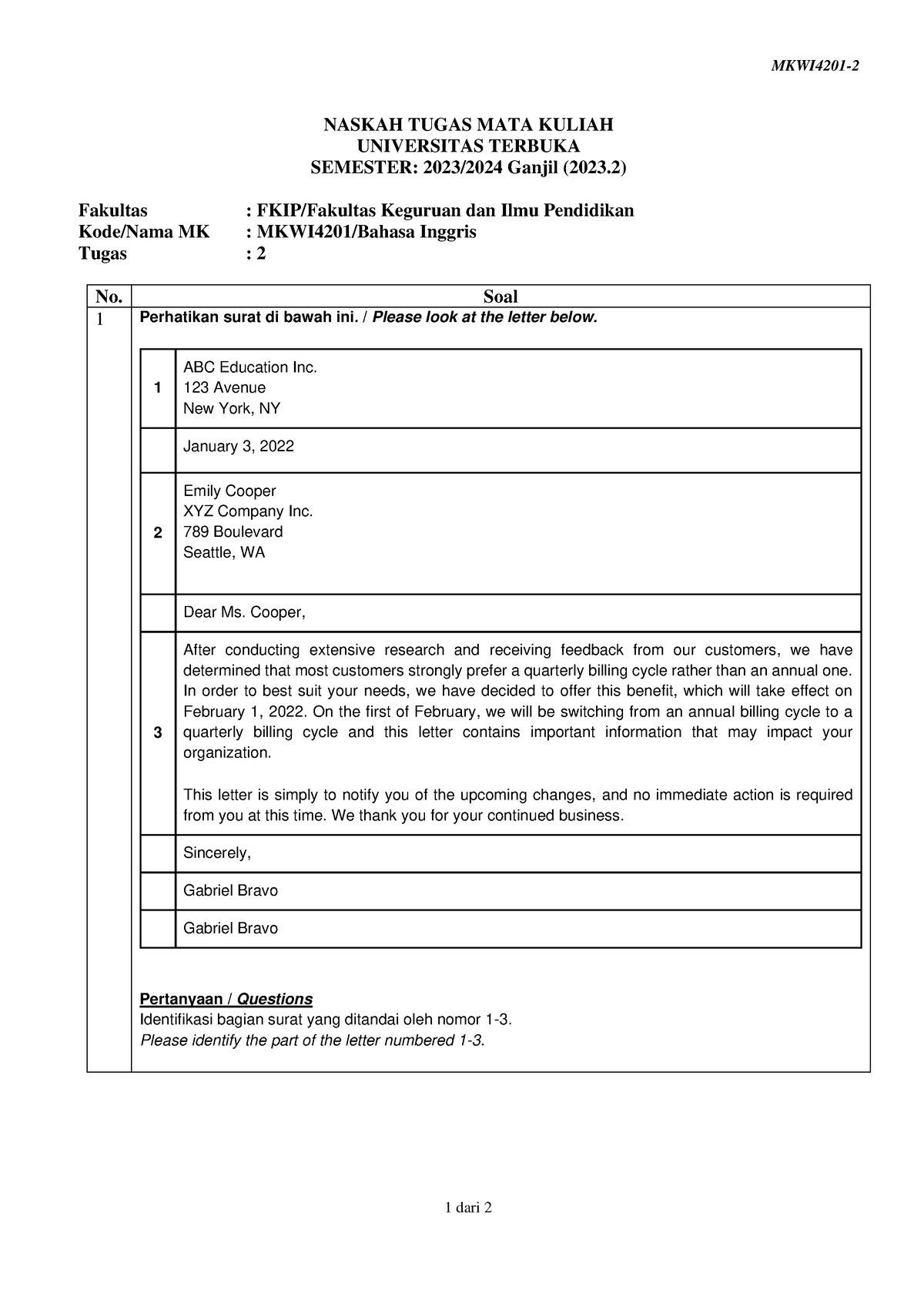 Soal Mkwi4201 Tmk2 2 - Gte - MKWI4201- 2 1 Dari 2 NASKAH TUGAS MATA ...