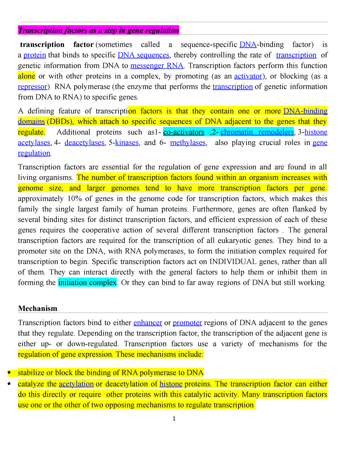 Transcription factors and gene regulation - Transcription factors as a ...