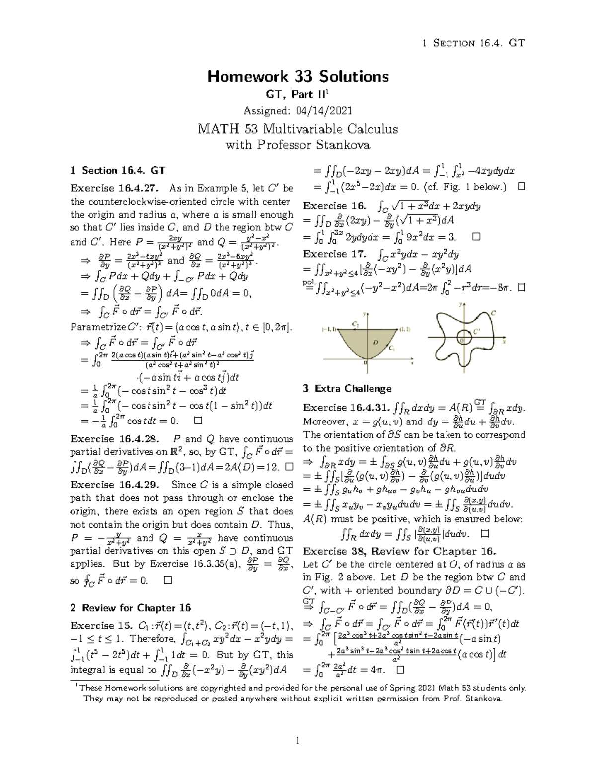 53S21HW33Solutions - Homework 33 Solutions - 1 Section 16. GT Homework ...
