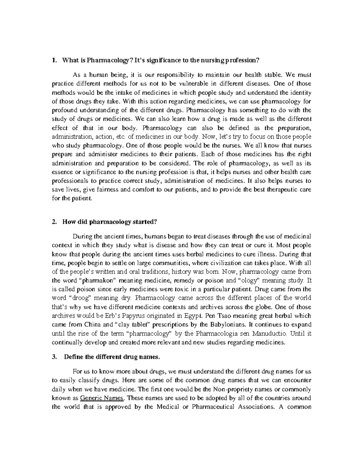 WEEK 1 Course Task - Drug study - 1. What is Pharmacology? It’s ...