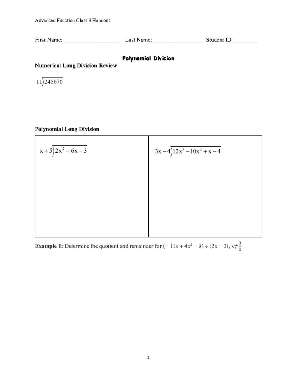 Class 03 Advanced Function Handout July 08 - First Name ...