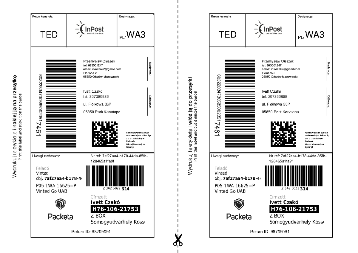 Vinted-S931319008 - sadasd - Wydrukuj tę etykietę i naklej ją na ...