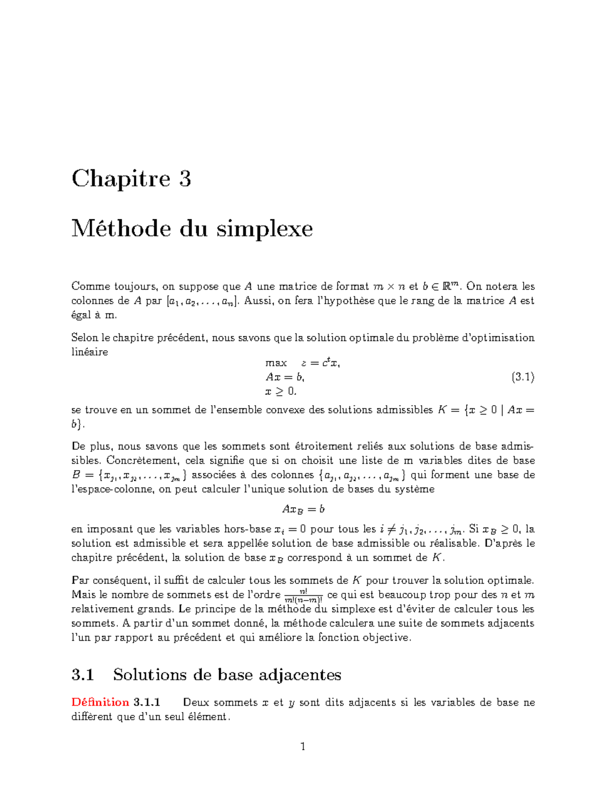 Chapitre 3 - technologie - Chapitre 3 Méthode du simplexe Comme ...