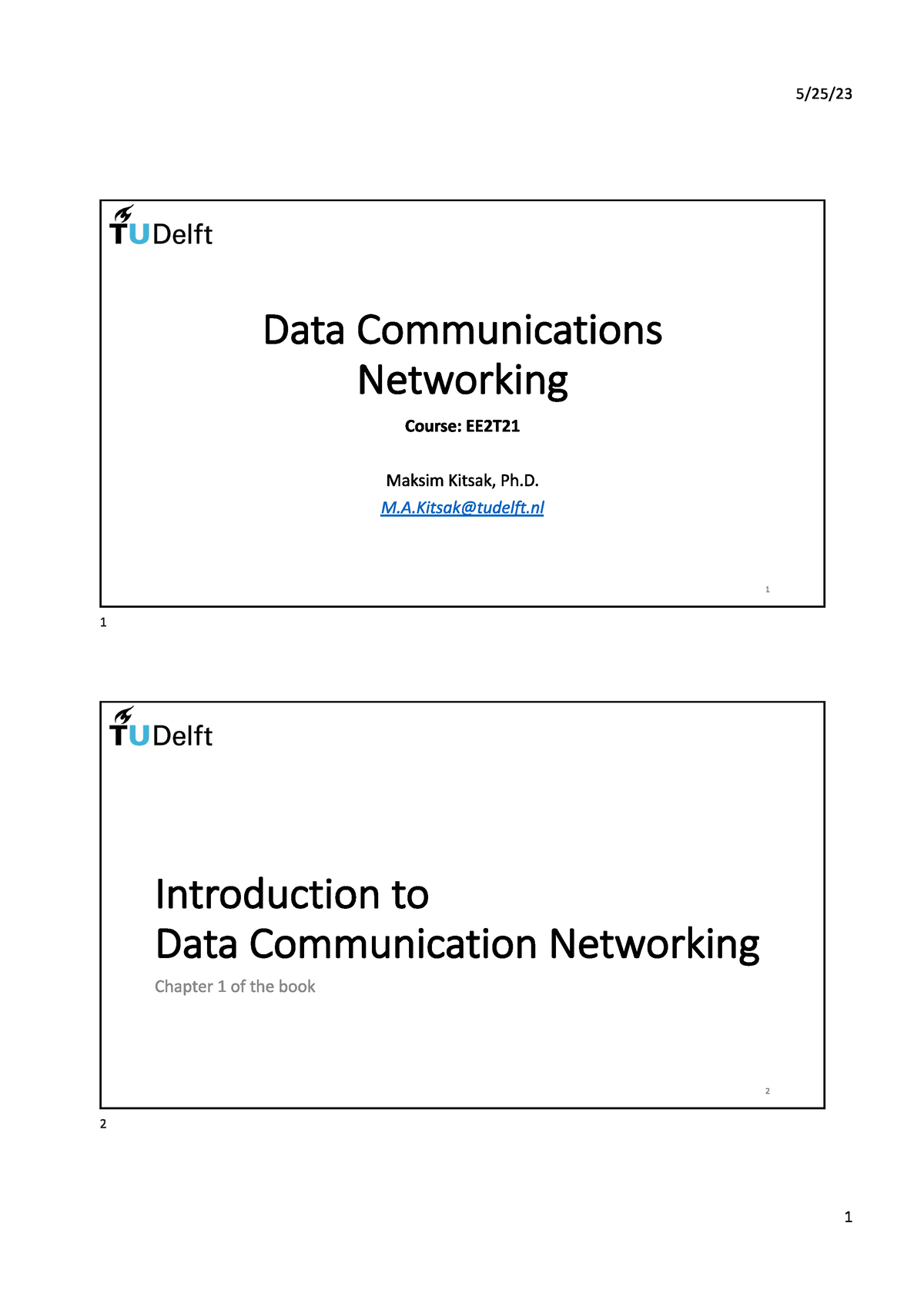 Lecture 1 - Telecommunications B - Studeersnel