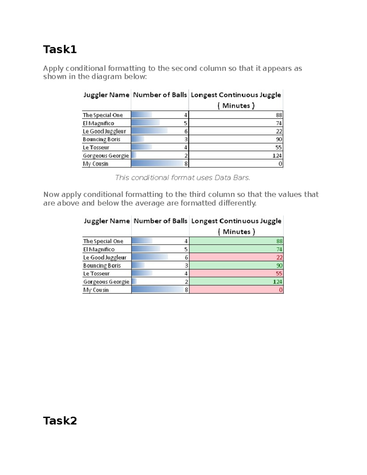 Excel Questions - Task Apply conditional formatting to the second ...