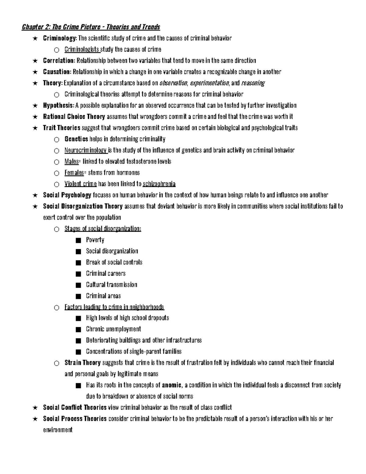 Chapter 2 The Crime Picture - Chapter 2: The Crime Picture - Theories 