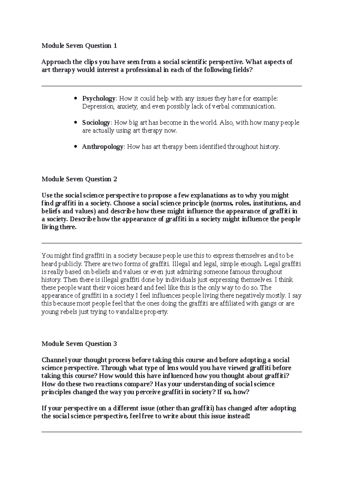 SCS 200 Module 7 Responses - Module Seven Question 1 Approach the clips ...