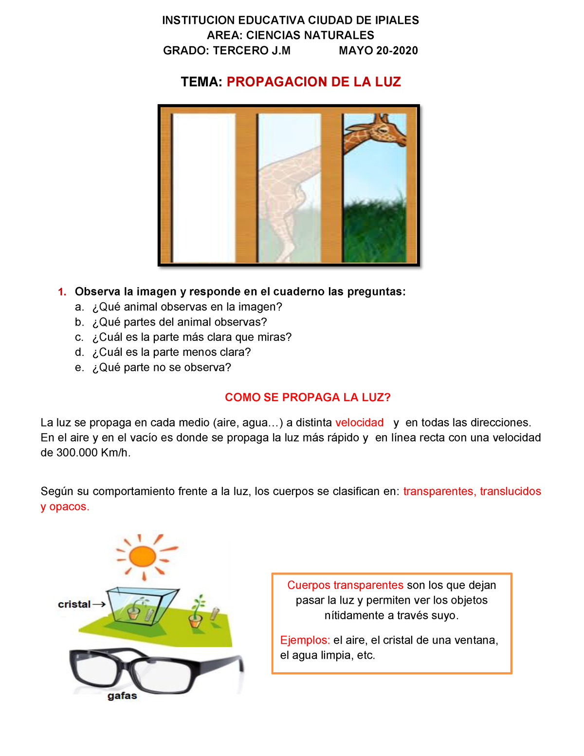 Propagacion DE LA LUZ - Apuntes De La Categoria En Mencion Para ...