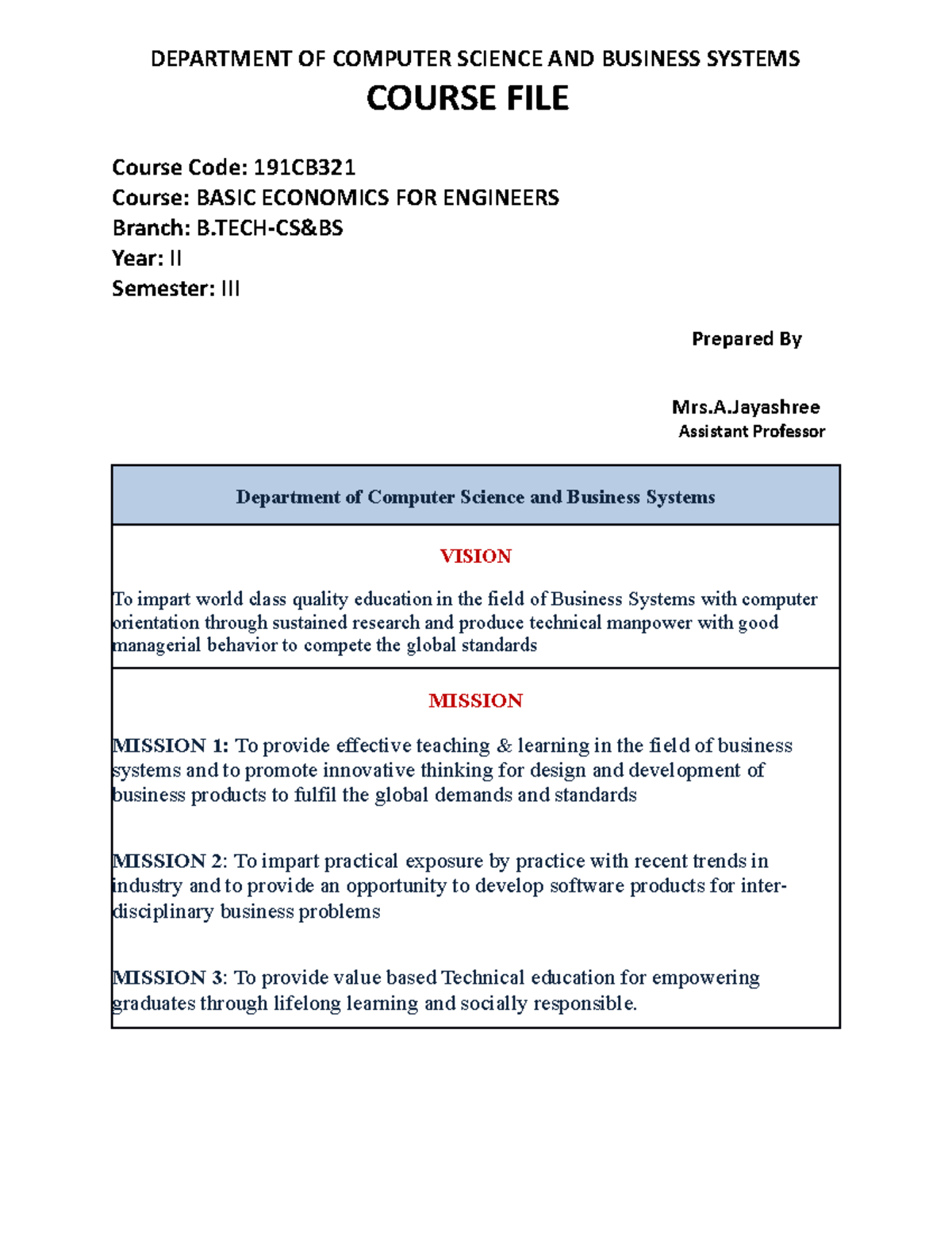 CSBS -BEE Course FILE - dbdac2a9 - DEPARTMENT OF COMPUTER SCIENCE AND ...