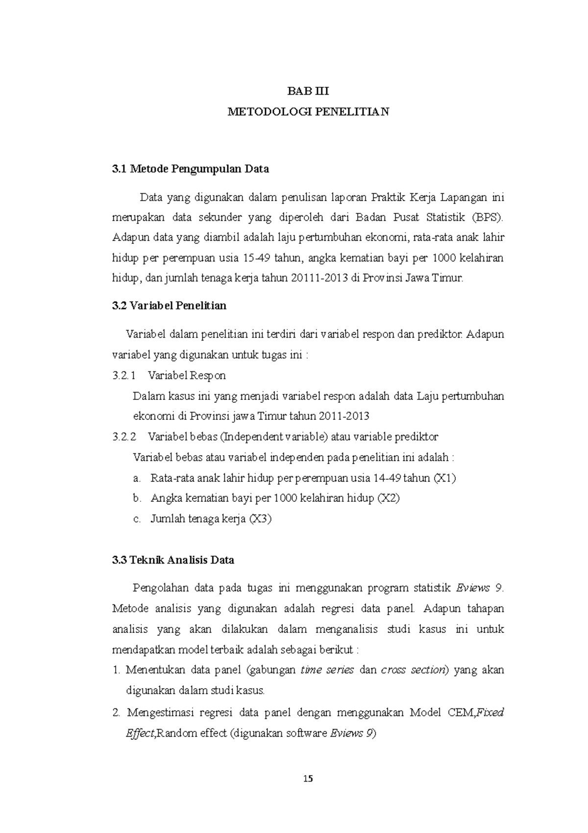 BAB III - Grade: 8 - BAB III METODOLOGI PENELITIAN 3 Metode Pengumpulan ...