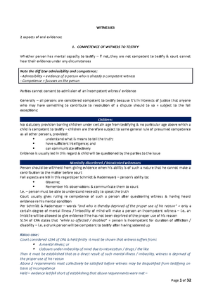 LEV3701 Assignment 01 - Law Of Evidence Assignment Competence And ...