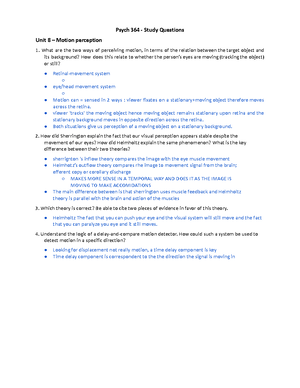 PSYC 3364 / 364 Study guide unit 5 - Psych 364 - Study Questions Unit 6 ...