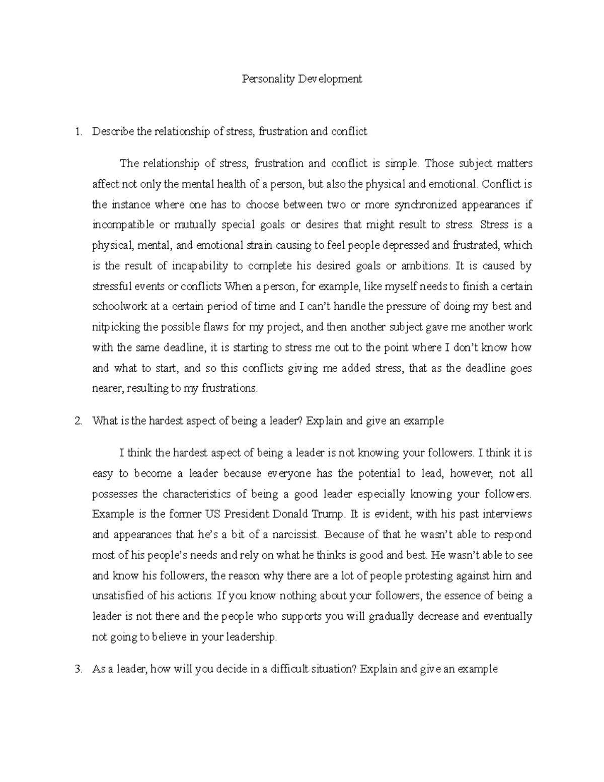 Module 3Assessment - Personality Development Describe the relationship ...