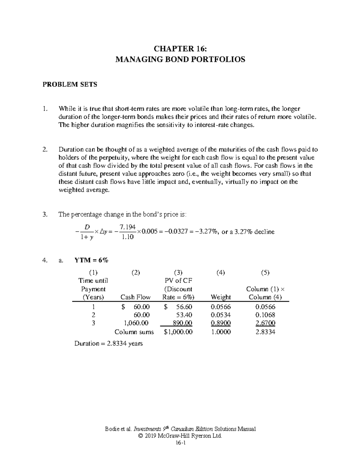 Solutions Placements chap 16 - Bodie et al. Investments 9 th Canadian ...
