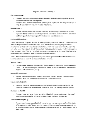 cognitive processes memory 1 - Cognitive processes – Memory 1. What is ...