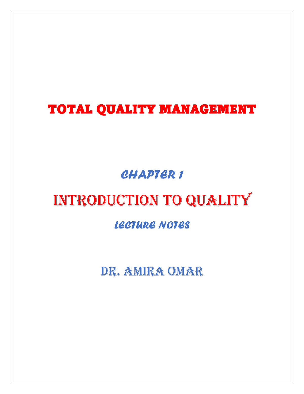 introduction to total quality management essay