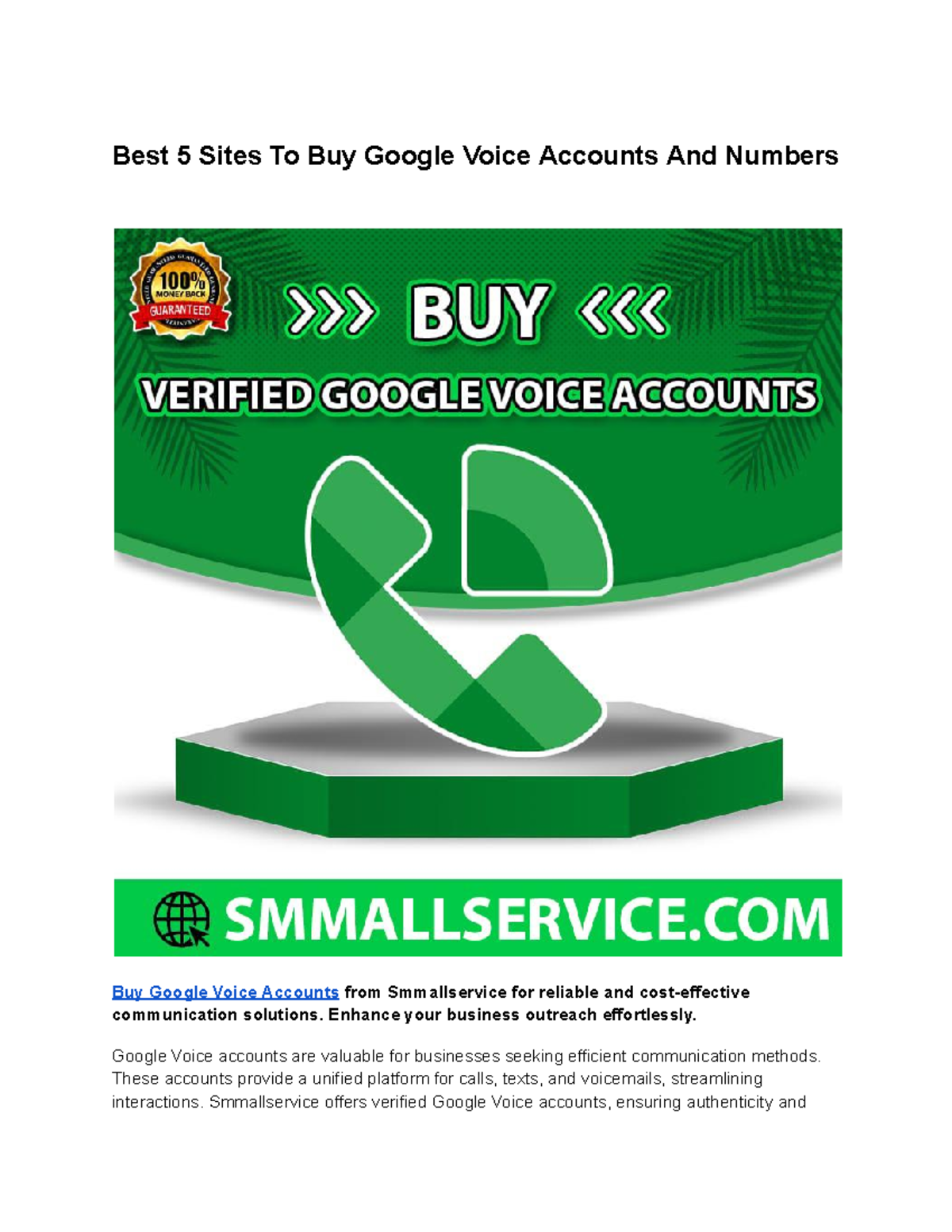 Best 5 Sites To Buy Google Voice Accounts And Numbers Enhance your