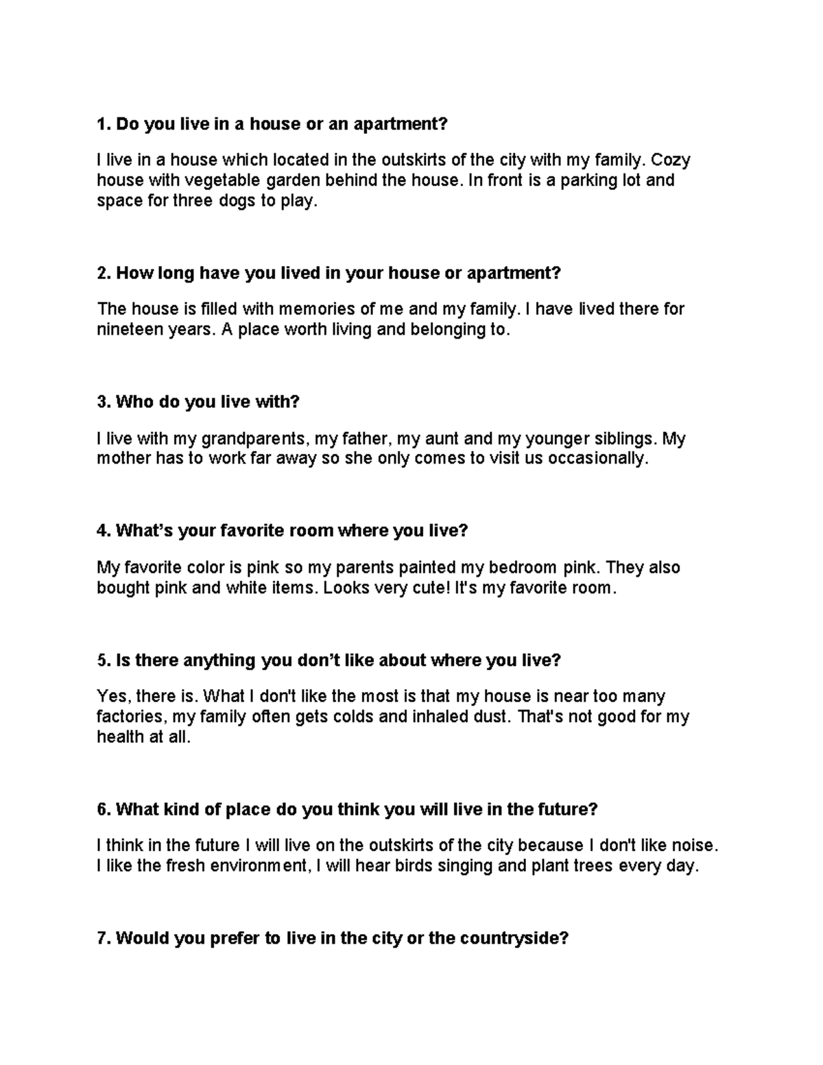 TT. ANH VĂN 3 speaking av3 Do you live in a house or an apartment