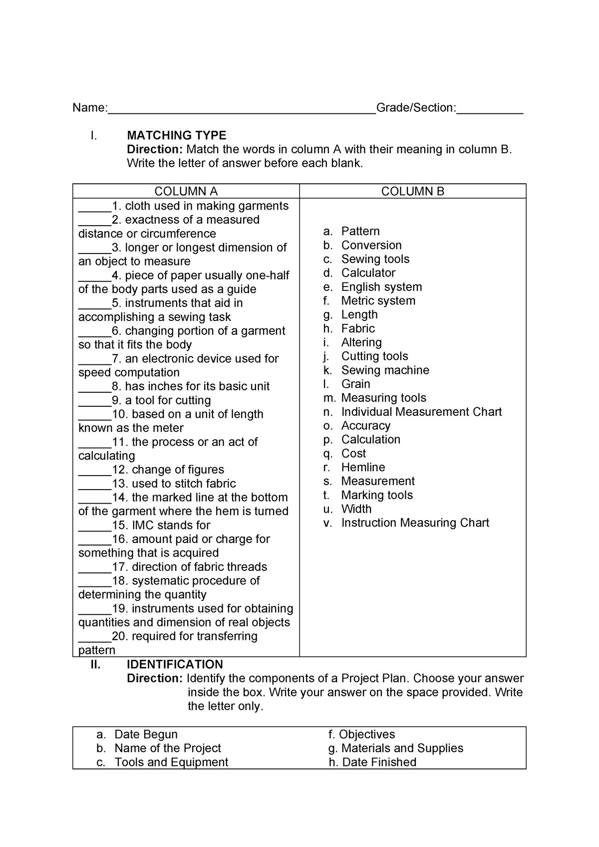 2nd quarter exam TLE 9 - Copy - Name ...