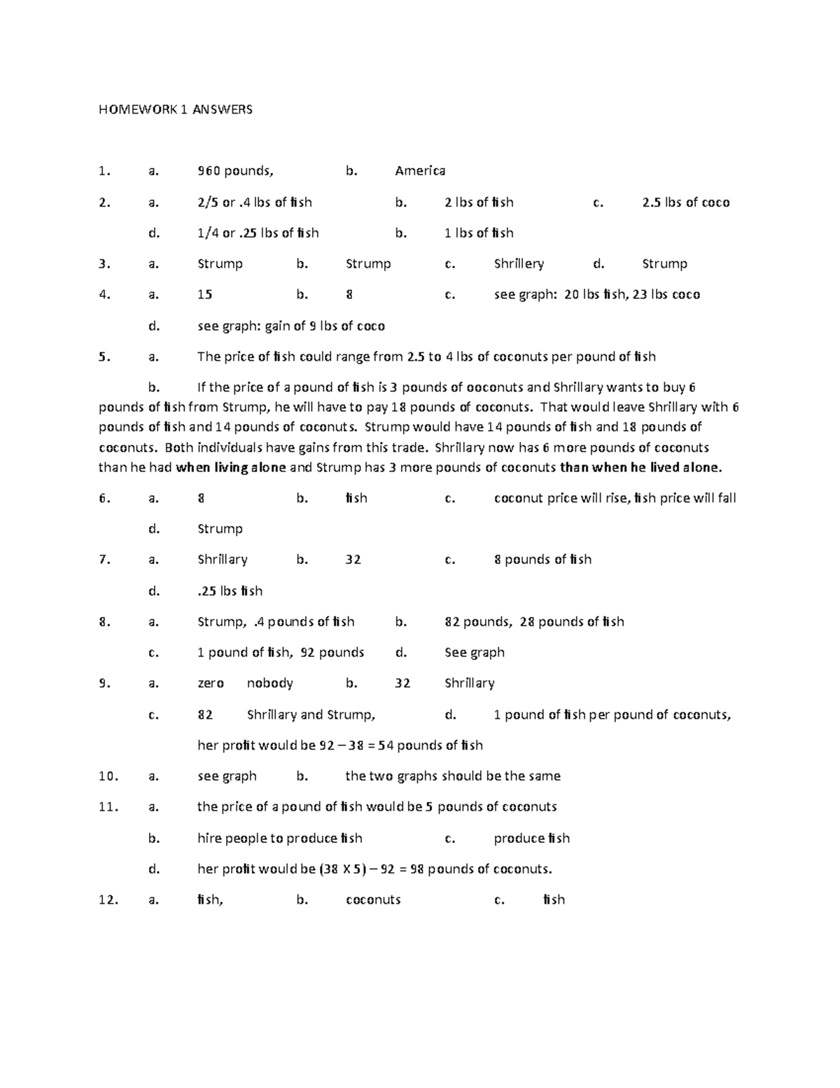 Econ HW 1 Answers - Econ Hw 1 Ansers - HOMEWORK 1 ANSWERS A. 960 Pounds ...