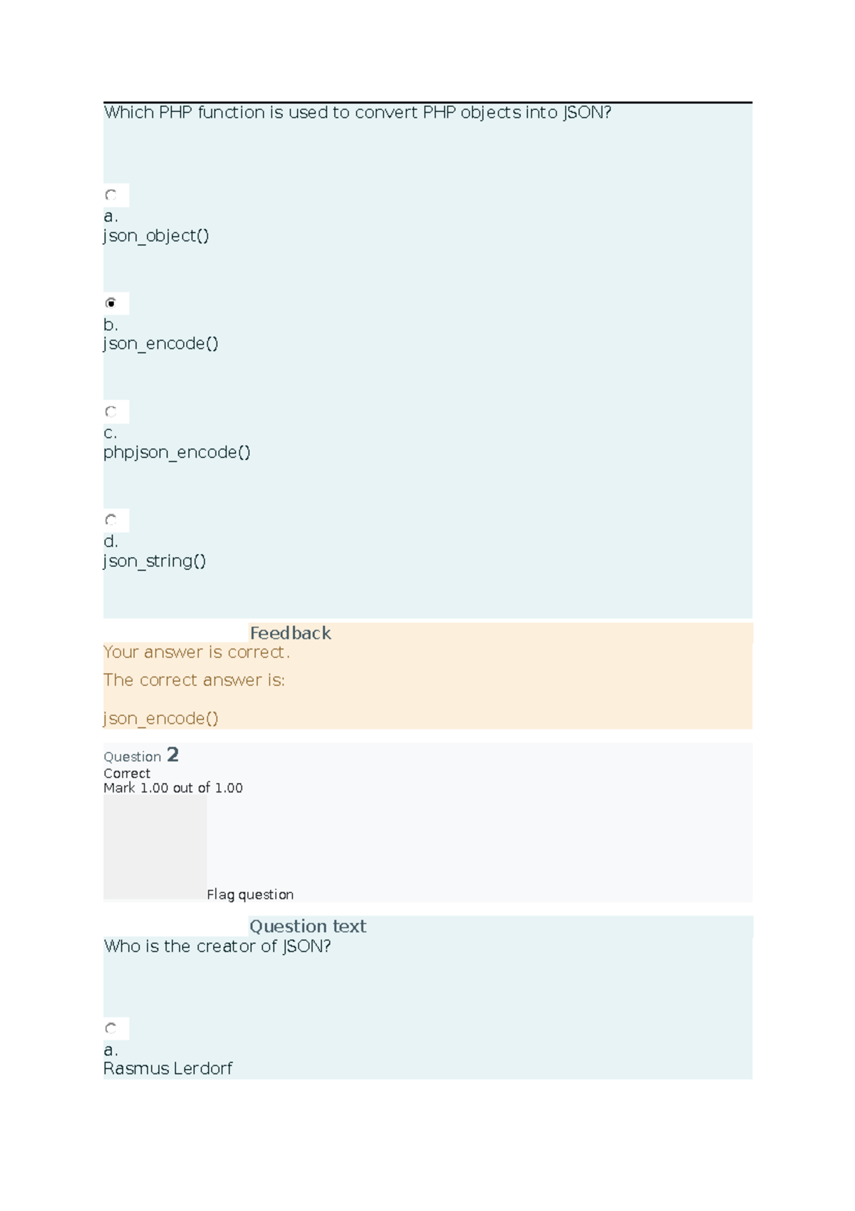 Quize 2.3 ui - Assignments - Which PHP function is used to convert PHP ...
