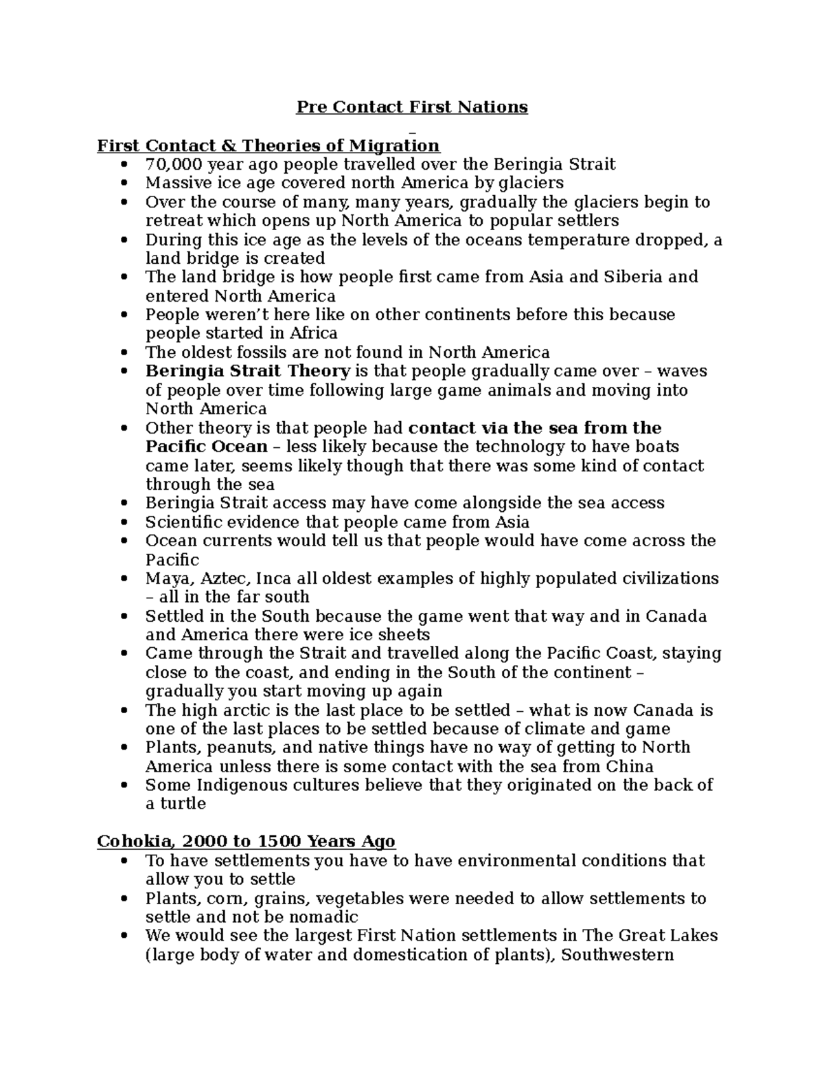 Pre Contact First Nations Pre Contact First Nations First Contact