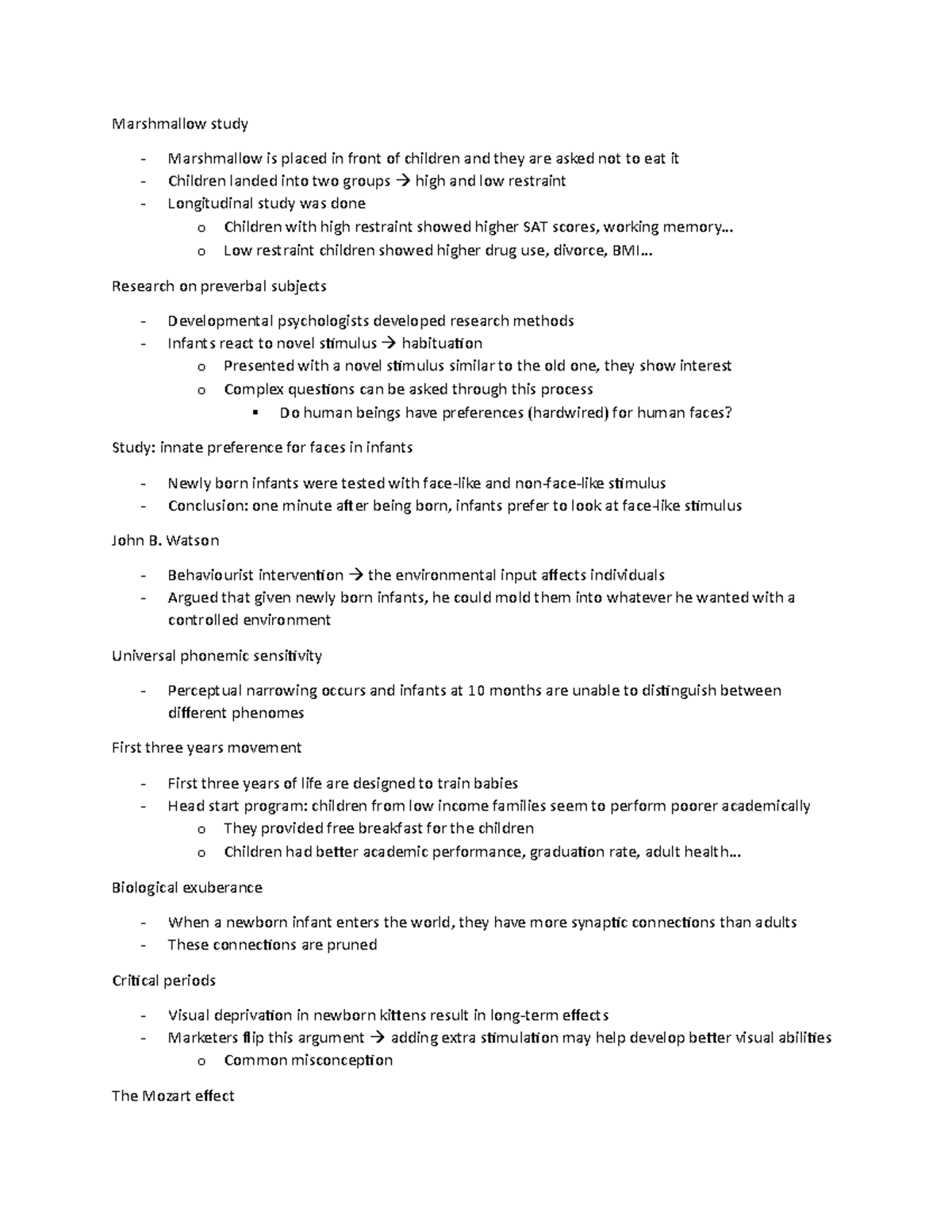 Lecture 1 - Development - Marshmallow study Marshmallow is placed in ...