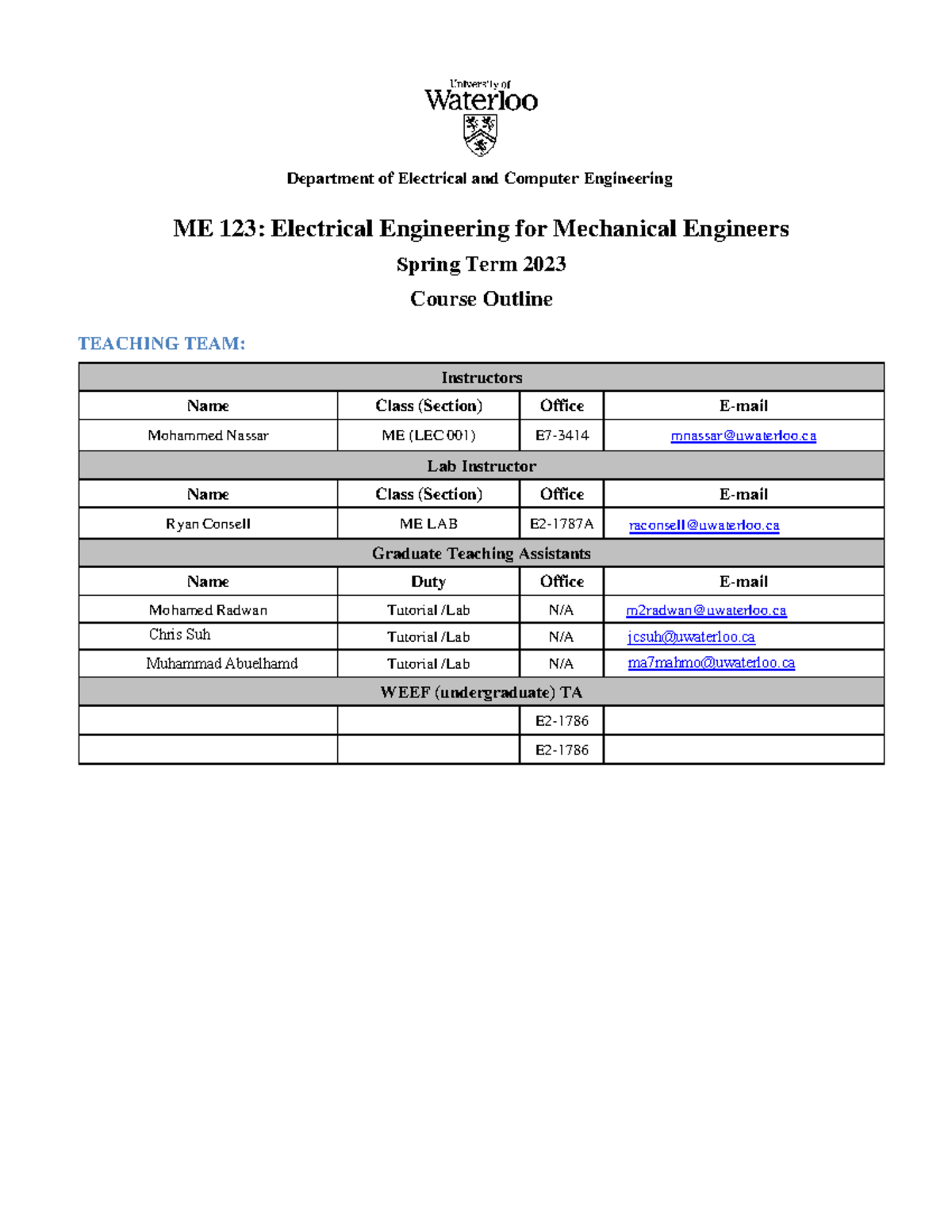Outline ME123-W22-revised - Department of Electrical and Computer ...