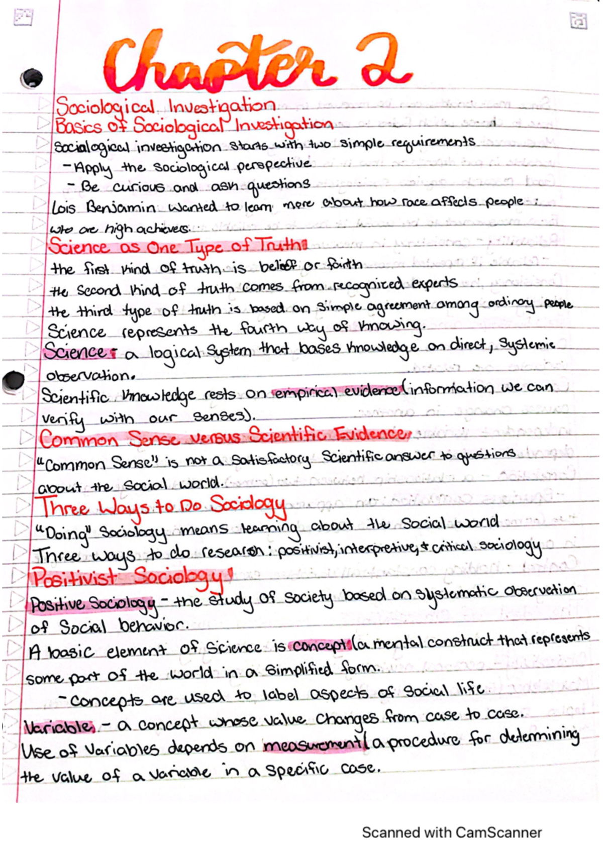 SOC 101 chapter 2 notes - (a) Chapter 2 Sociological Investigation ...