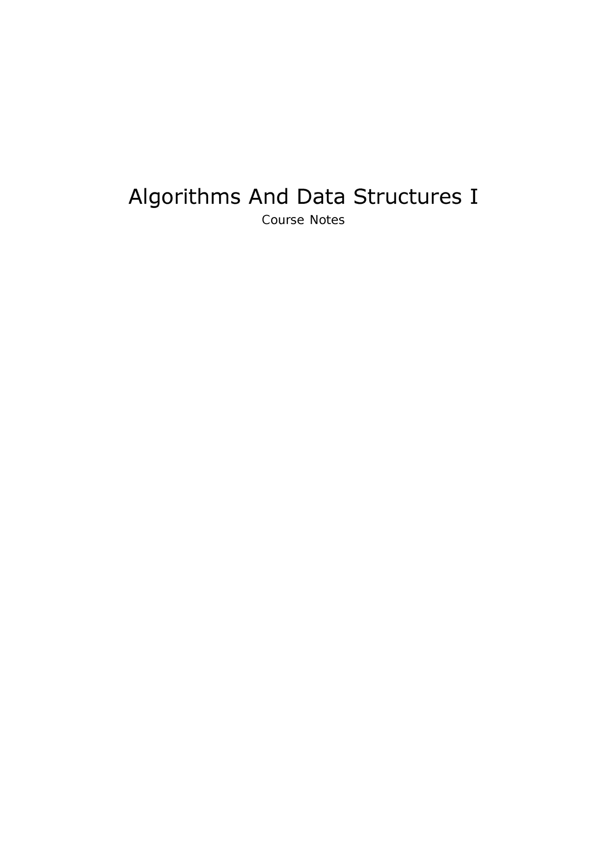 Algorithms And Data Structures Notes 1 - Algorithms And Data Structures ...