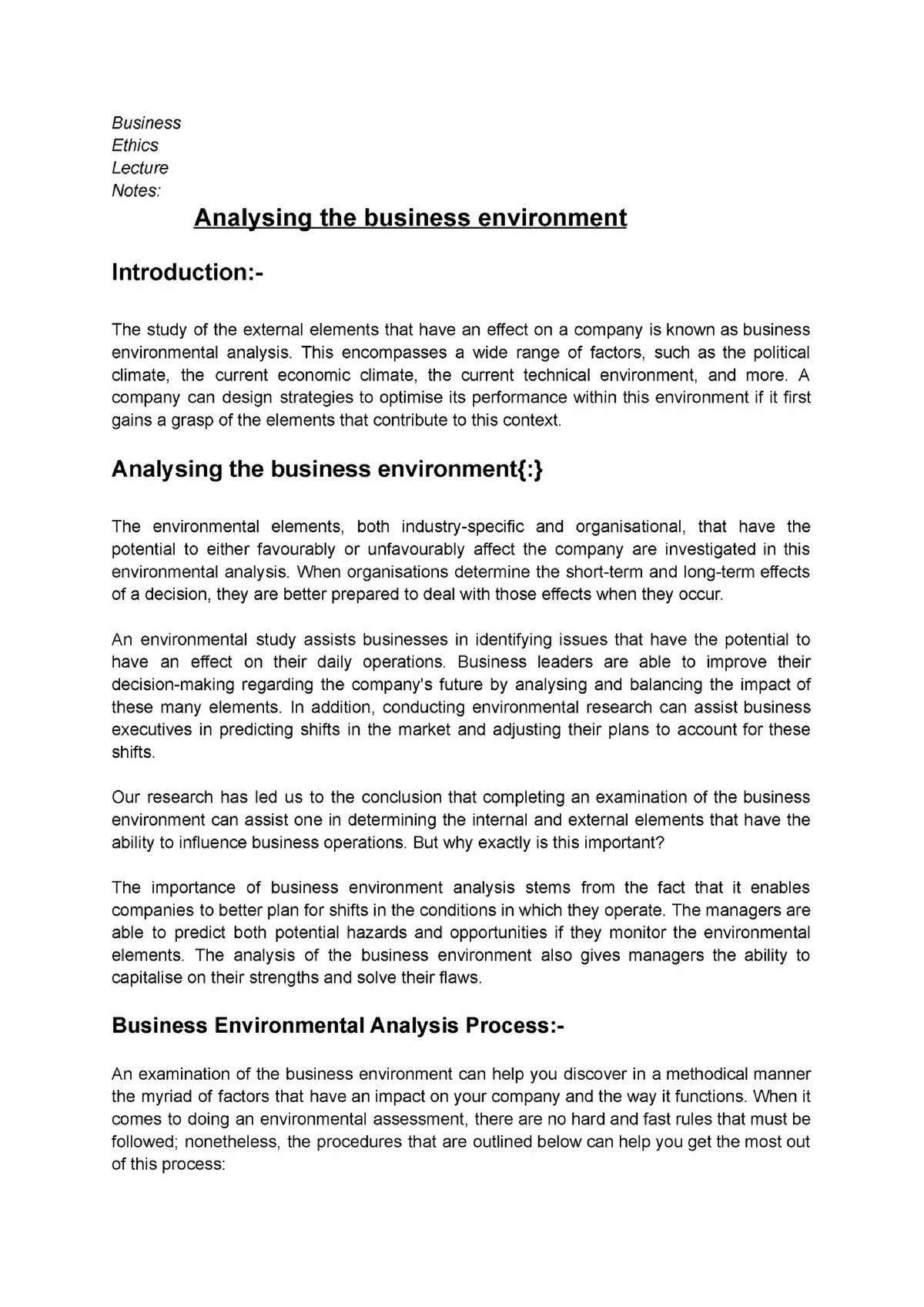 business environment thesis pdf