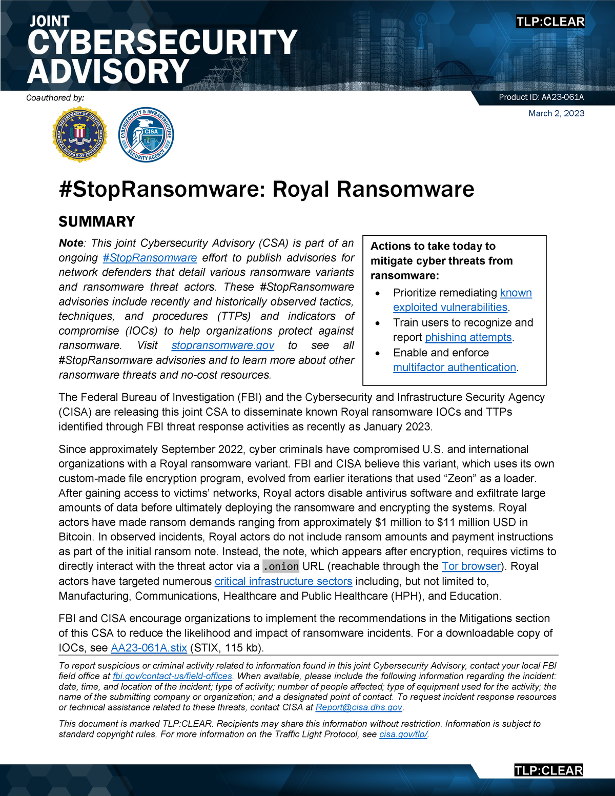 #Stop Ransomware Royal Ransomware - To Report Suspicious Or Criminal ...