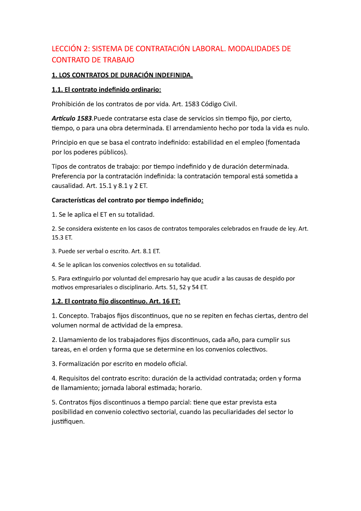 Lección 2 Acceso Al Empleo LecciÓn 2 Sistema De ContrataciÓn Laboral Modalidades De Contrato 3810