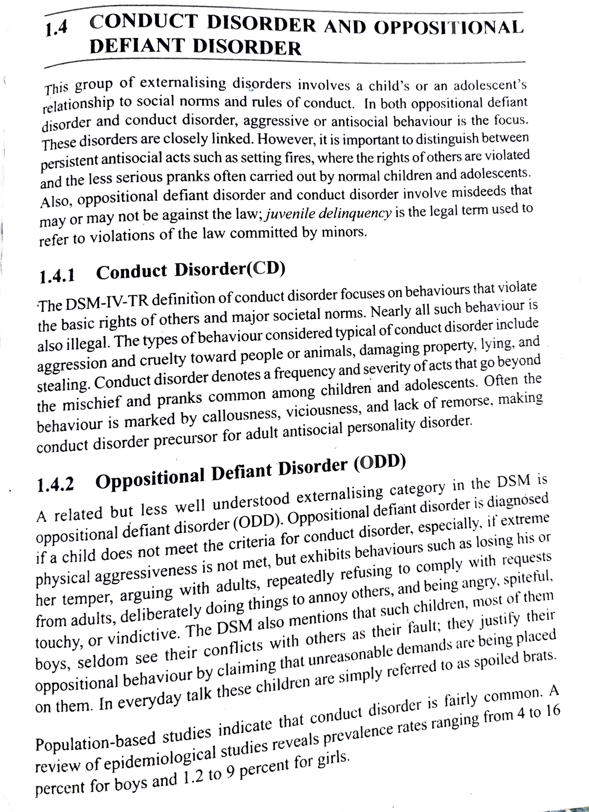 Conduct Disorder AND Oppositional Defiant Disorder - 1 CONDUCT DISORDER ...