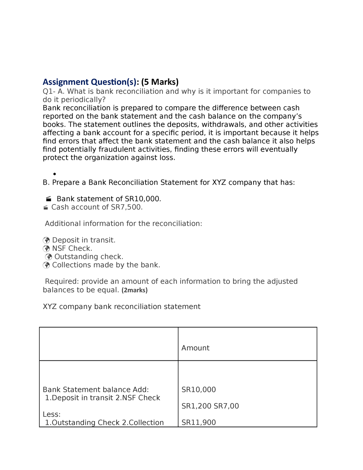 Assignment 2 Acct101 - Assignment Question(s): (5 Marks) Q1- A. What Is ...