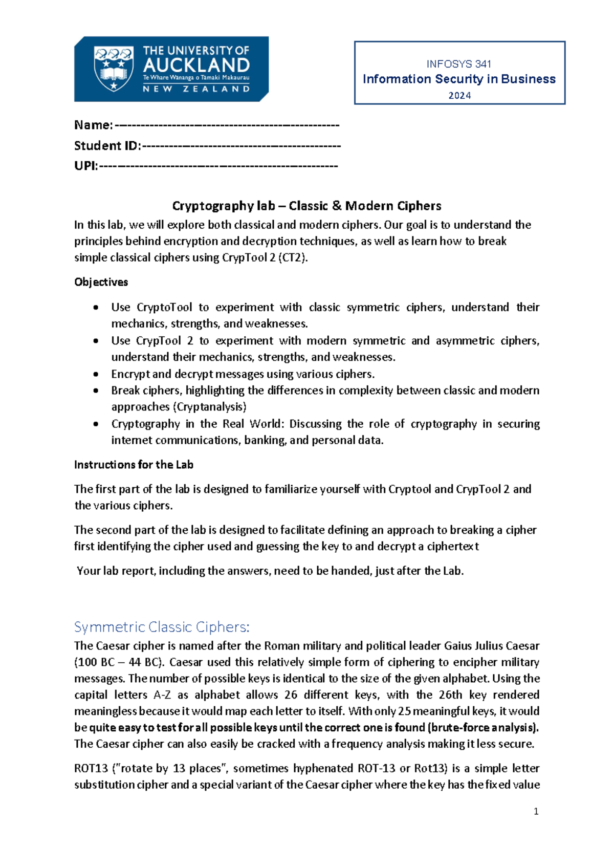 Lab02-Cryptography with Cryp Tool - Information Security in Business ...