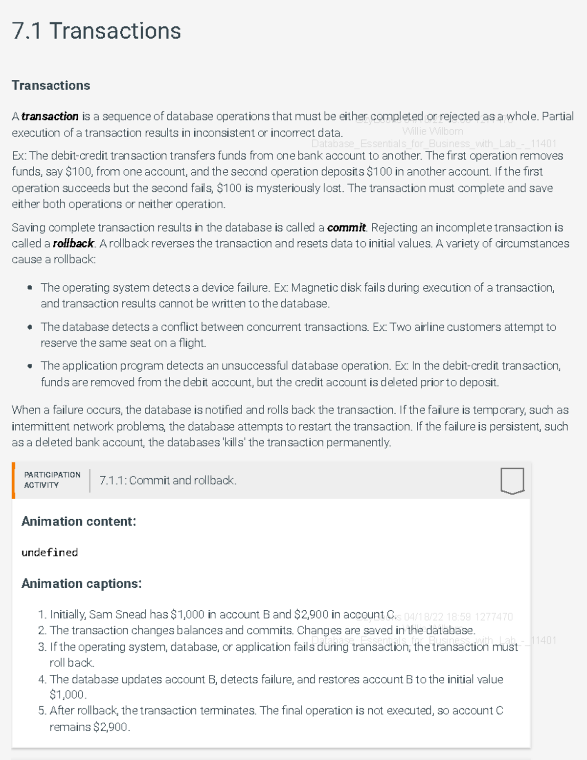 7 Transactions - notes - 7 Transactions Transactions A transaction is a ...