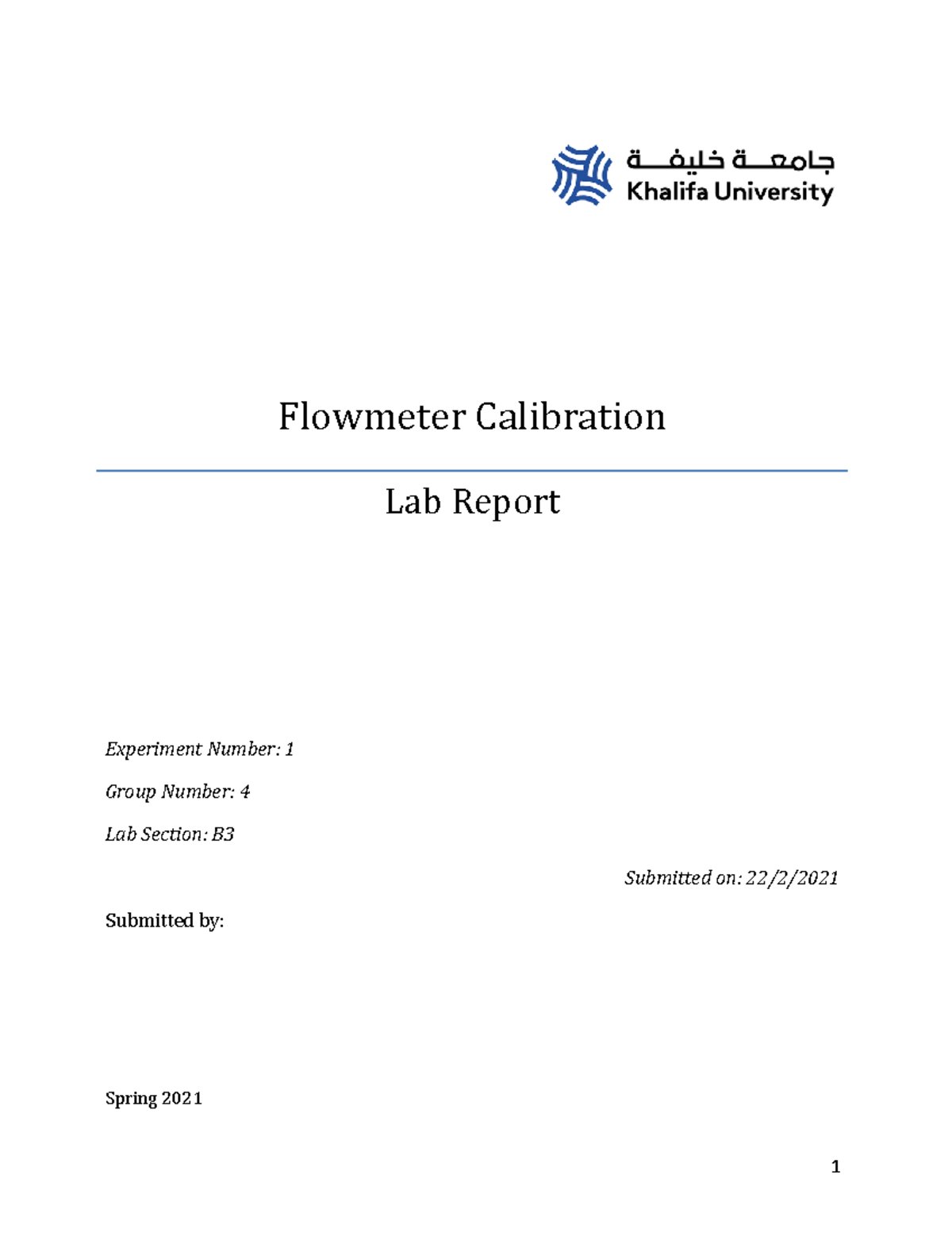 Fluid Lab1 Flowmeter Calibration Flowmeter Calibration Lab Report