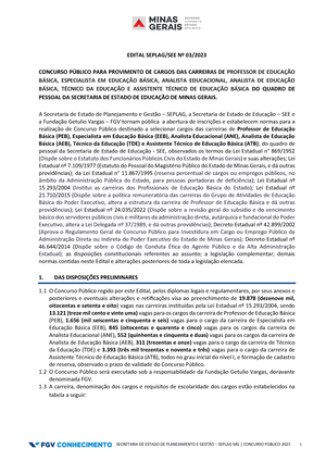 Processo Seletivo N.º 007/2022 - SEPLAG - PMSGA