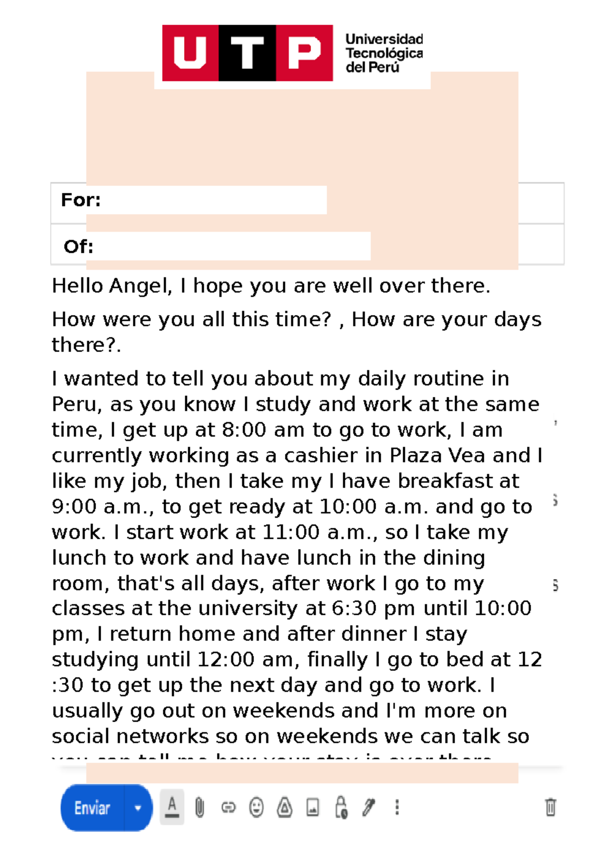 English- WEEK2 - Referencia de un correo electronico - For: Of: Hello ...