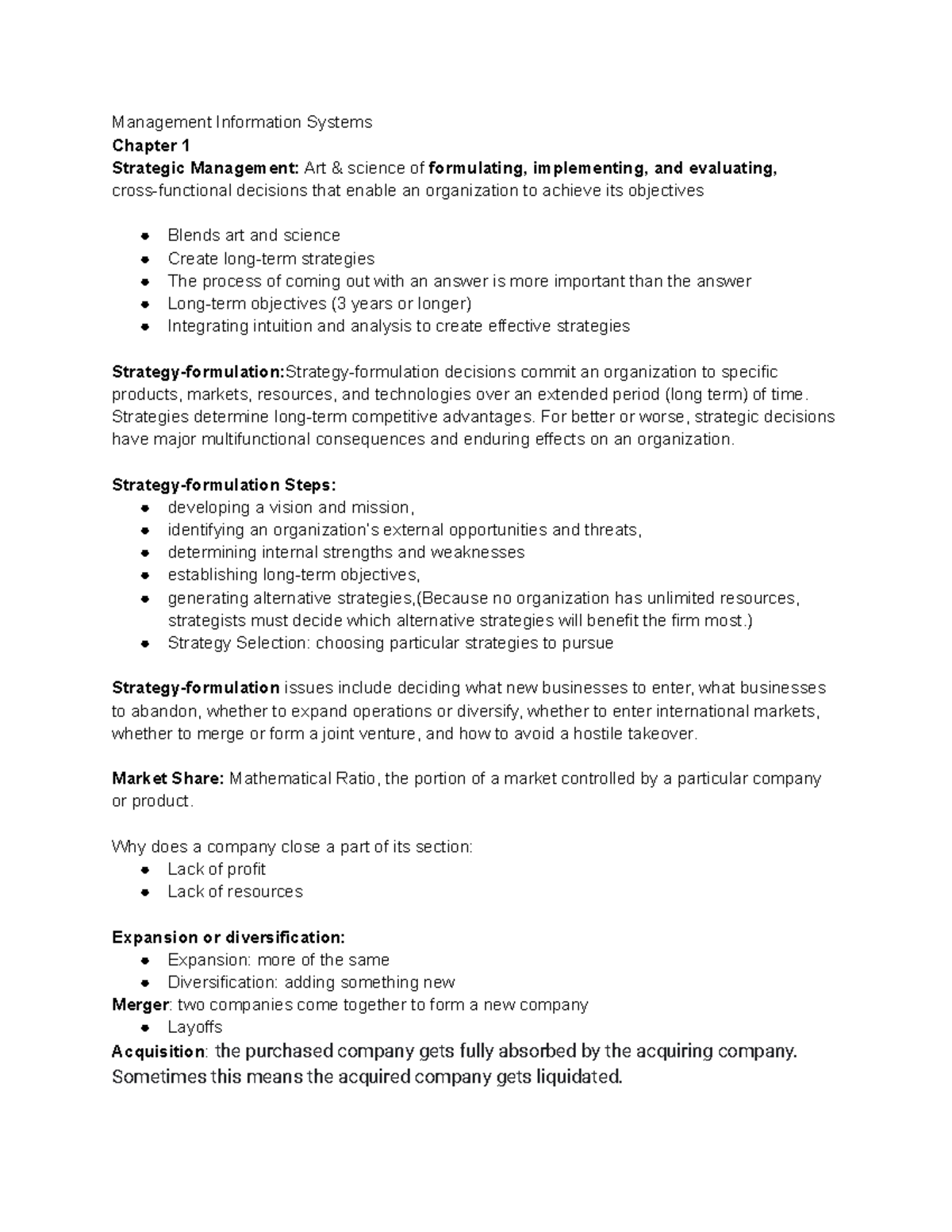 BALA 303 Lecture Notes - Management Information Systems Chapter 1 ...